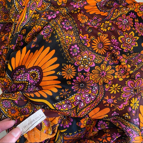 Vintage 60s 70s M Psychedelic Print Maxi Dress - Picture 3 of 12